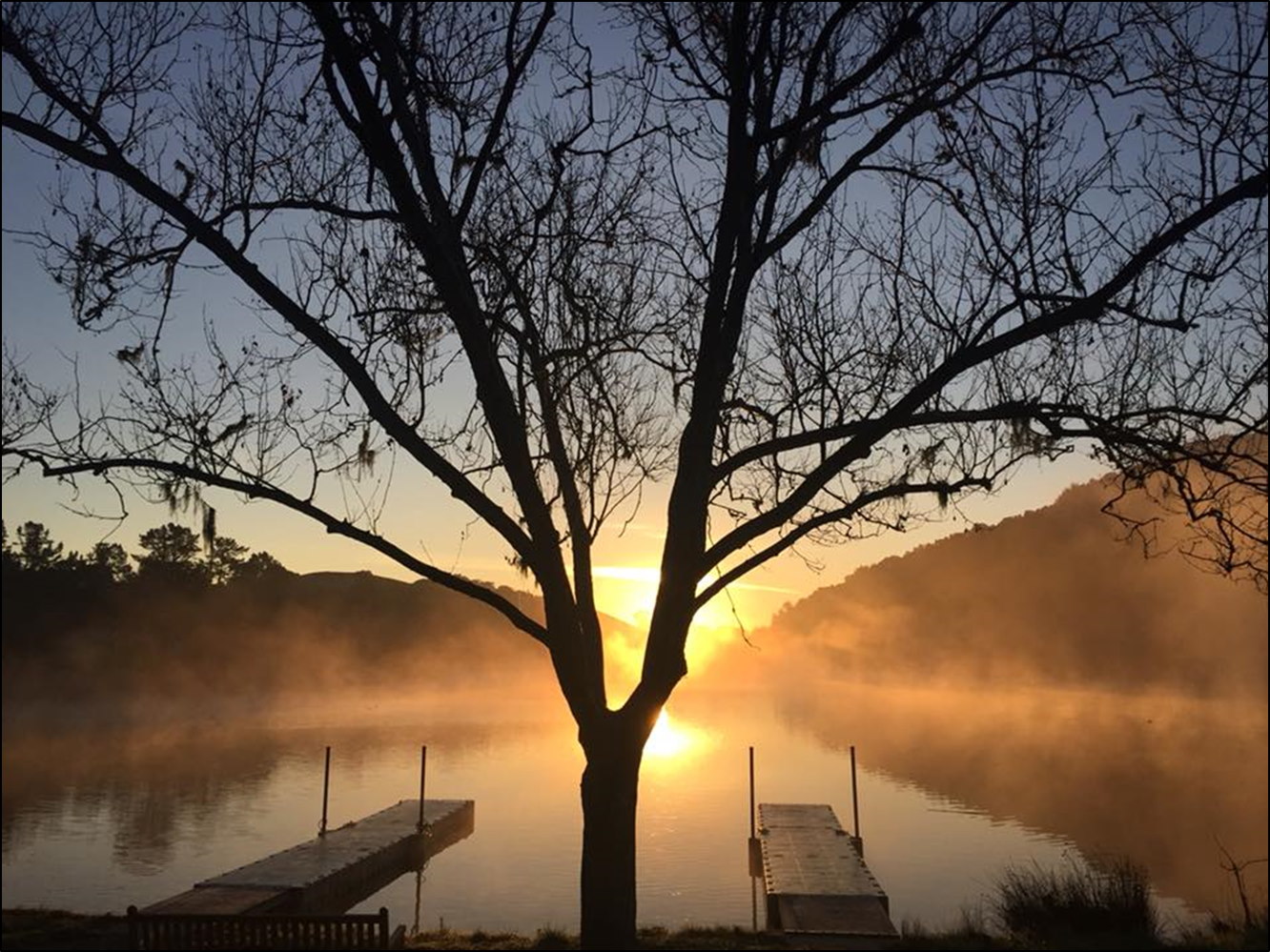 Sunrise view of Boronda lake in Foothills Nature Preserve