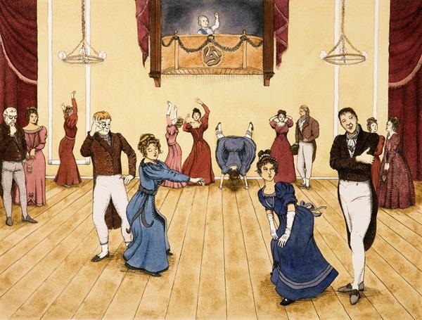 print of group of 19th century figures dancing