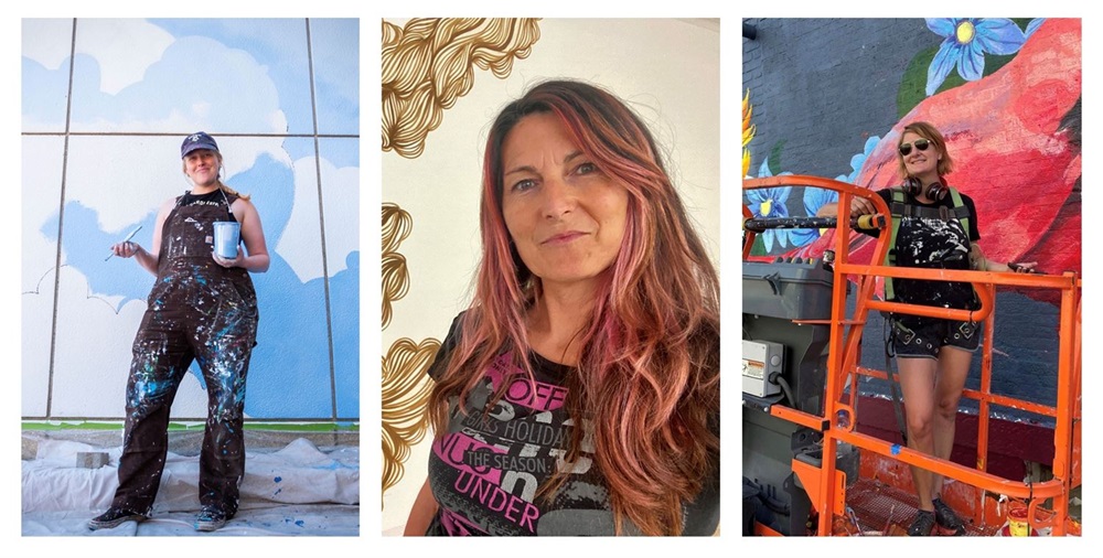 Cal Ave Mural Artists Liv Loose-Unger, Paz de la Calzada, Nicole Ponsler