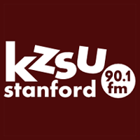 brown background with white lettering kzsu stanford 90.1 fm