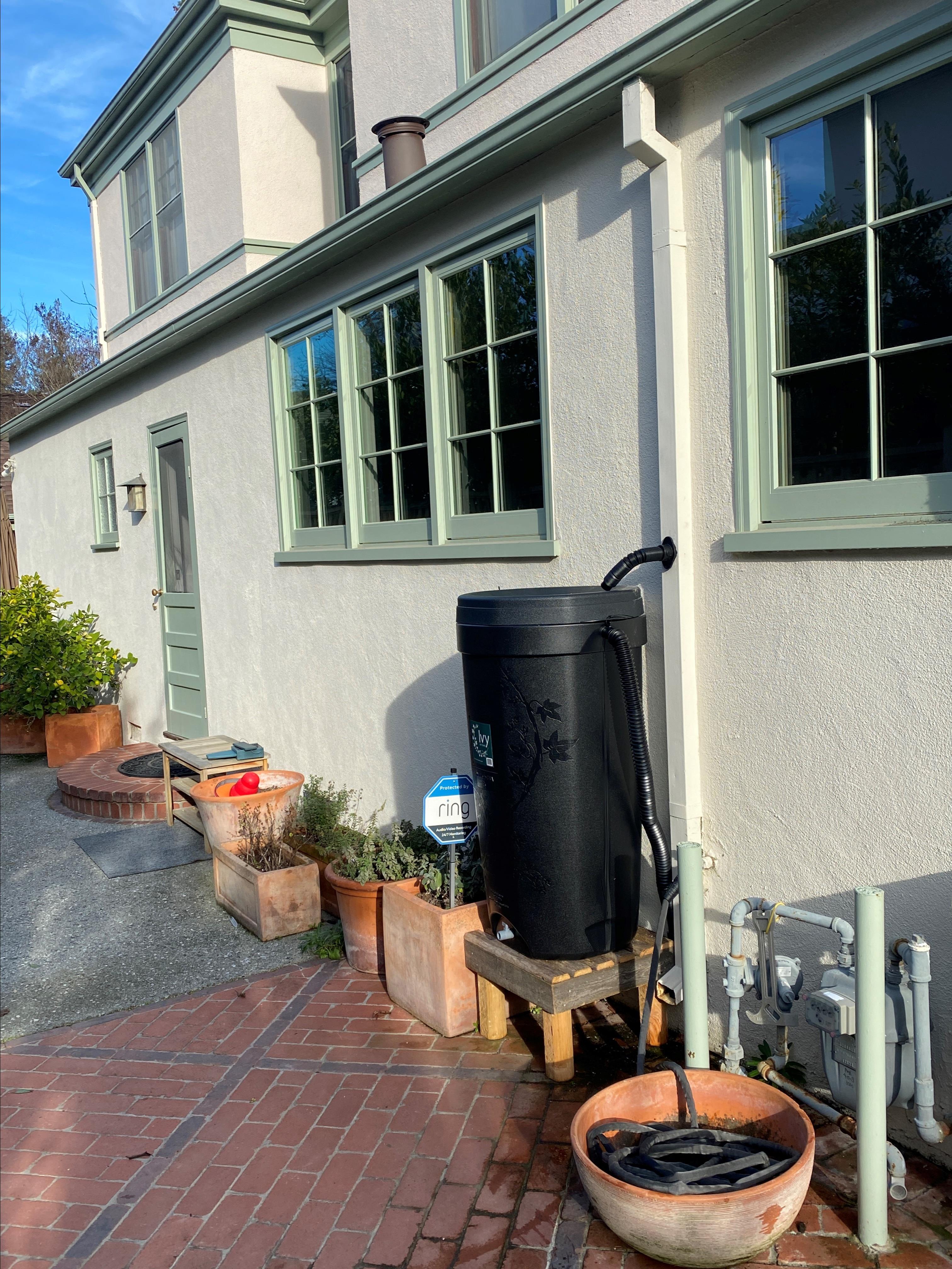 Rain barrel installed through the stormwater rebate program