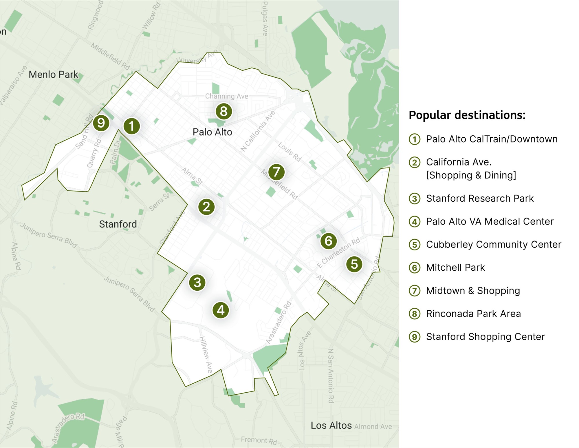 Palo Alto Link Service Zone Map