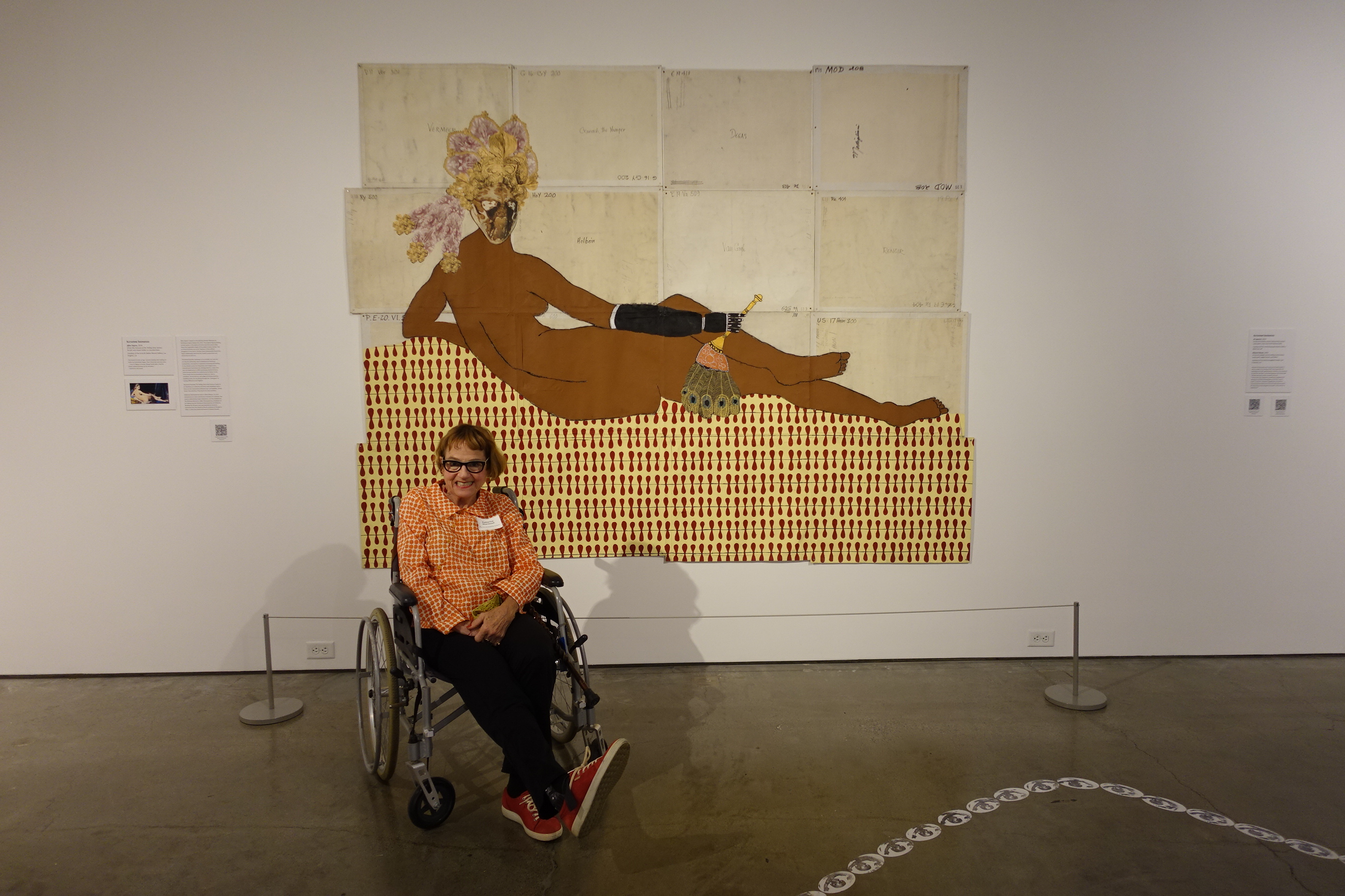 Artist Katherine Sherwood with her artwork 